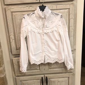Anthropologie white long sleeve button down size small